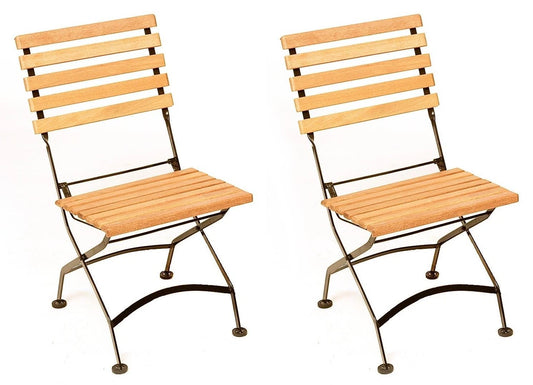 2 Stück,Klappstuhl SCHLOSSGARTEN, Flachstahl schwarz + Eukalyptus geölt, FSC®