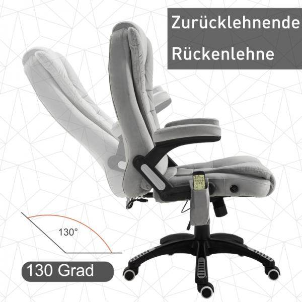 Bürostuhl mit Massagefunktion, höhenverstellbarer Chefsessel, ergonomischer Drehstuhl, PU-Räder, Grau - Palo24