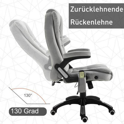 Bürostuhl mit Massagefunktion, höhenverstellbarer Chefsessel, ergonomischer Drehstuhl, PU-Räder, Grau - Palo24