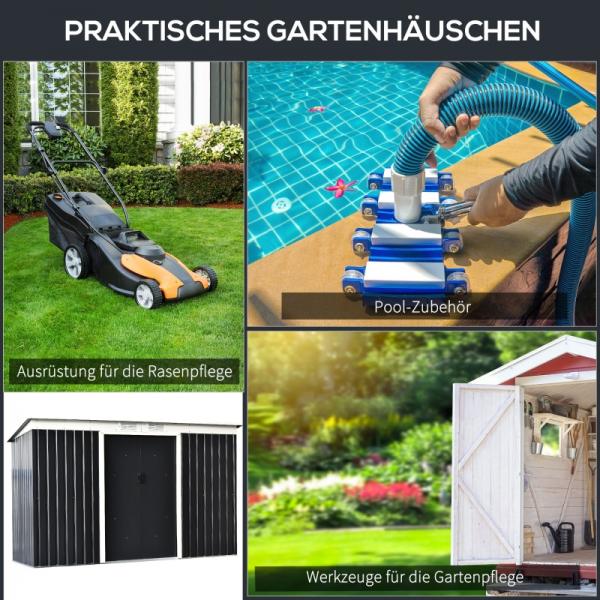 Gerätehaus Gartenhaus Geräteschuppen mit Schiebetür Fenster Outdoor Stahl Grau