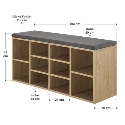 Schuhregal 104x30x48 cm Holzoptik