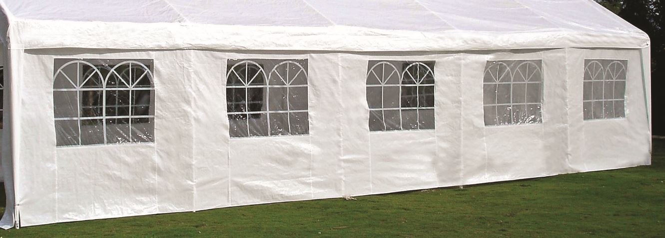 Telo laterale per tenda da festa, lunghezza 10 metri, PVC bianco con finestre