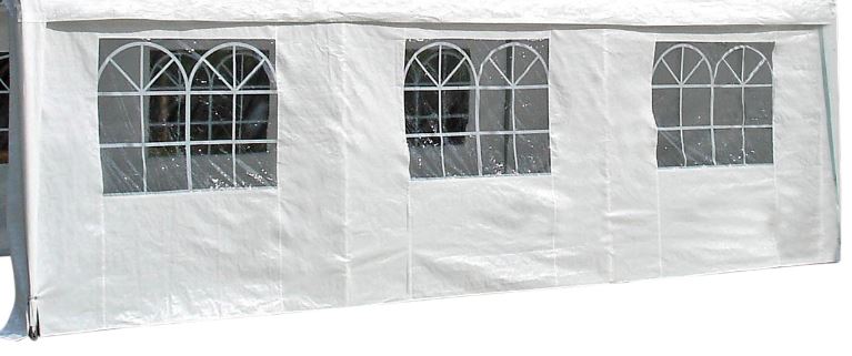 Seitenplane für Partyzelt, Länge 6 Meter, PVC weiss mit Fenstern