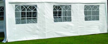 Seitenplane für Partyzelt, Länge 6 Meter, PVC weiss mit Fenstern