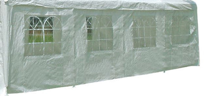 Telo laterale per tenda da festa, lunghezza 8 metri, PVC bianco con finestre