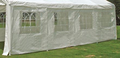 Telo laterale per tenda da festa, lunghezza 8 metri, PVC bianco con finestre