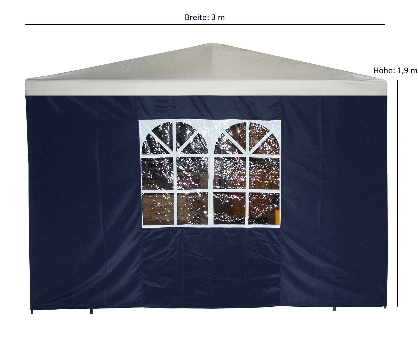 Telo laterale per padiglione 3x1,9 metri poliestere blu con finestra