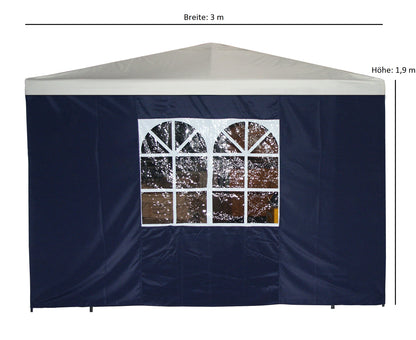 Telo laterale per padiglione 3x1,9 metri poliestere blu con finestra