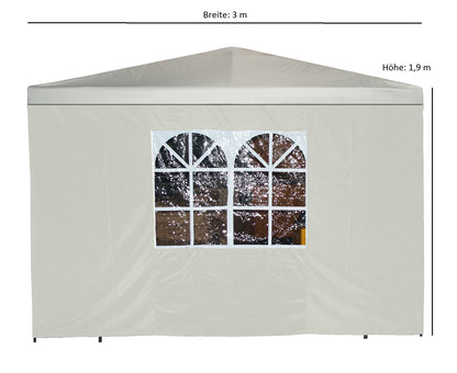 Seitenplane für Pavillon, 3x1,9 Meter, Polyester ecru mit Fenster