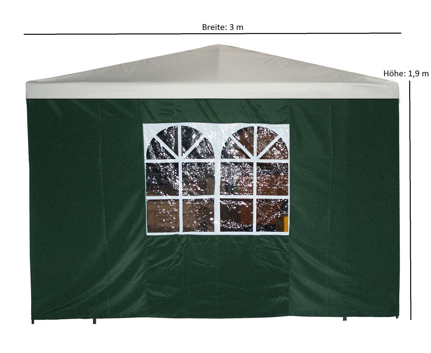 Seitenplane für Pavillon, 3x1,9 Meter, Polyester grün mit Fenster