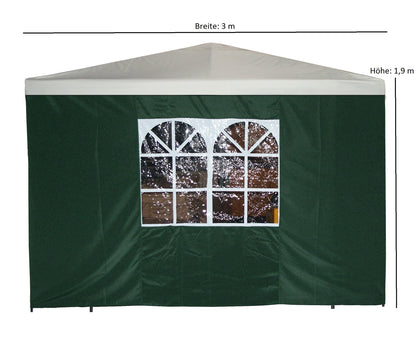 Seitenplane für Pavillon, 3x1,9 Meter, Polyester grün mit Fenster