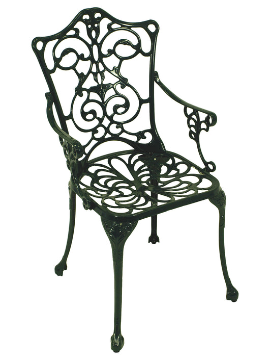 Fauteuil de jardin chaise de jardin chaise Art Nouveau look nostalgique fonte d'aluminium vert résistant aux intempéries