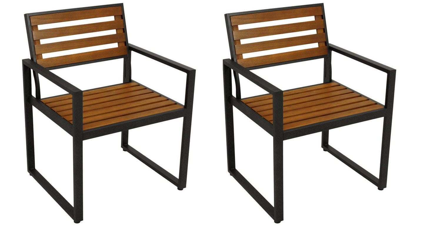 Sessel RAGUSA, Stahl anthrazit + Akazie geölt, FSC®-zertifiziert, 2 Stück - Palo24