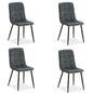 Lot de 4 chaises de salle à manger en velours gris, chaises de cuisine rembourrées, modernes