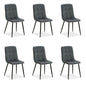 Lot de 6 chaises de salle à manger en velours gris, chaises de cuisine rembourrées, modernes