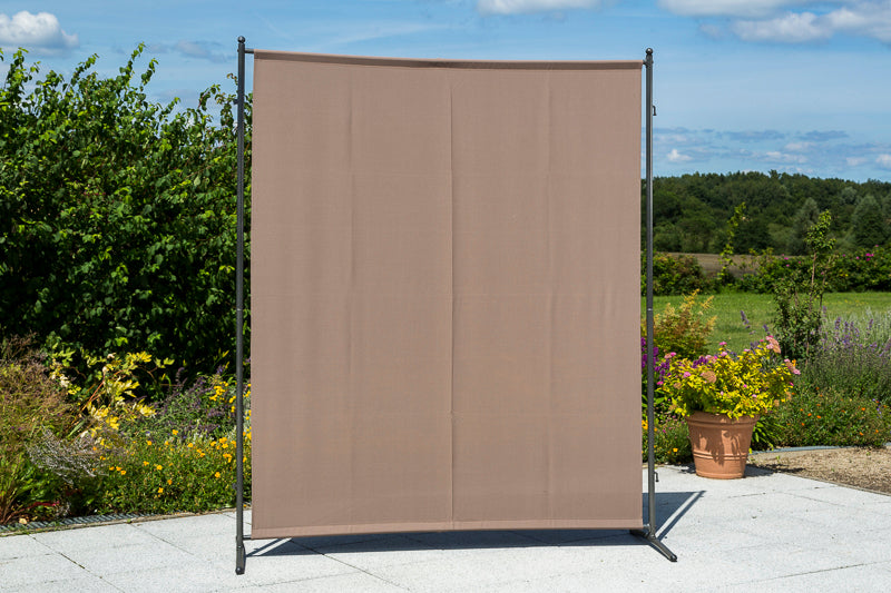 Sichtschutz - Trennwand 150x190cm, Metall + Textilbezug taupefarbe, verlängerbar