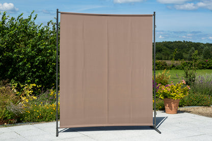 Sichtschutz - Trennwand 150x190cm, Metall + Textilbezug taupefarbe, verlängerbar