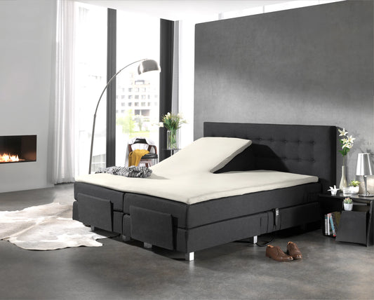 Split Topper Spannbettlaken aus Baumwolle Creme 200x220 cm