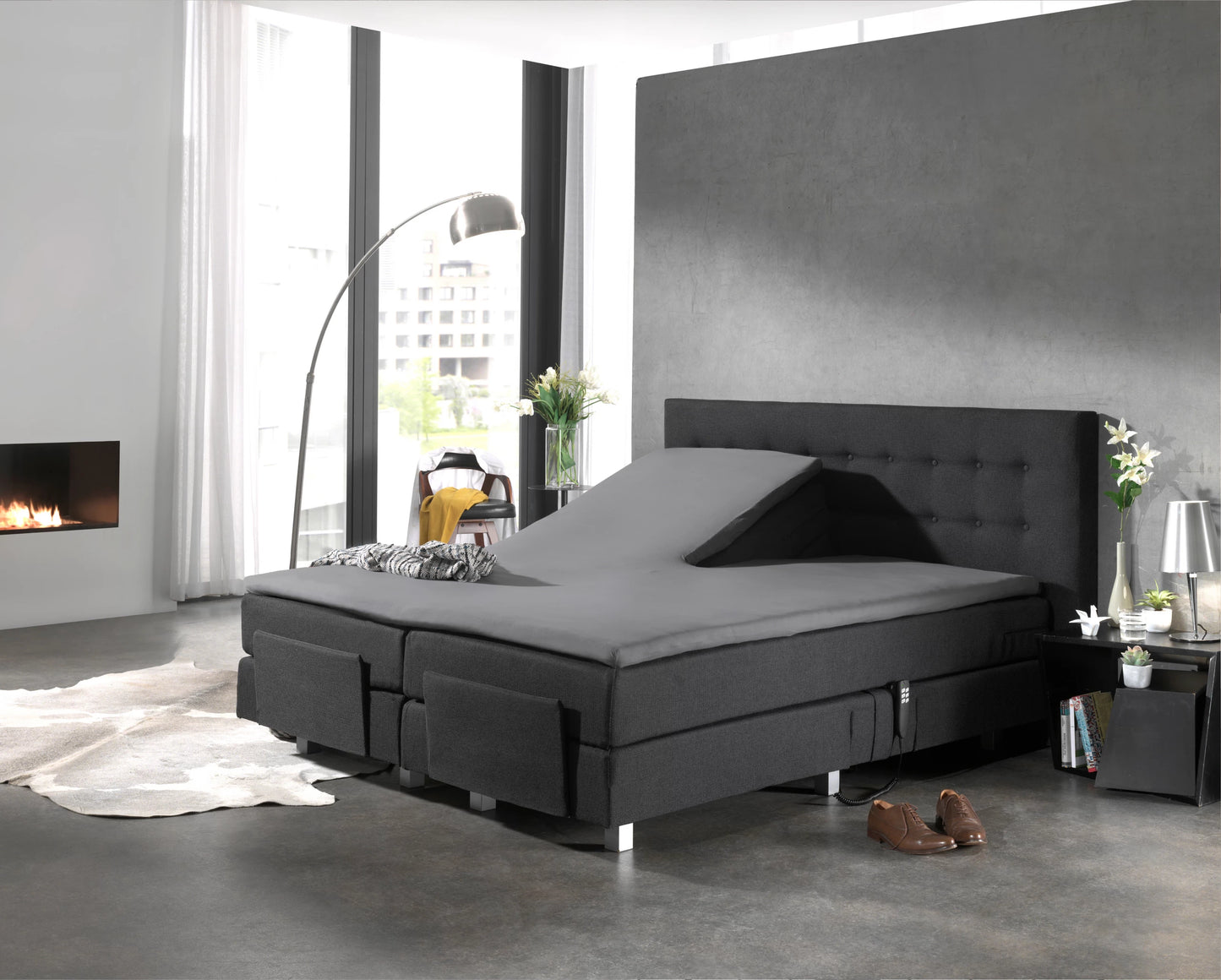 Split Topper Spannbettlaken aus Baumwolle Grau