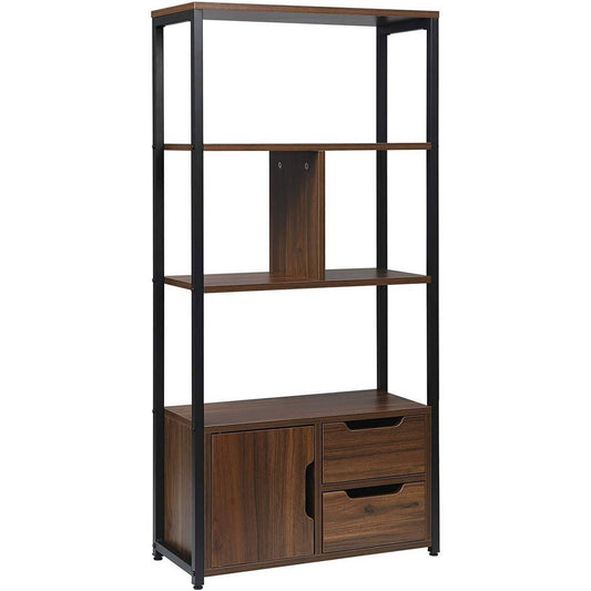 Libreria a mensola con armadio 58x24x120cm faggio scuro