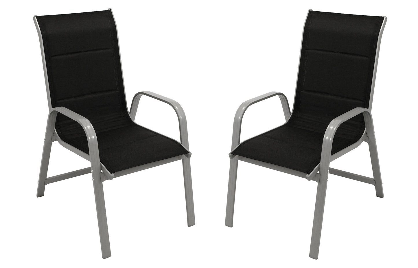 Stapelsessel Cesano, Aluminium silbergrau + Textilgewebe gepolstert schwarz
