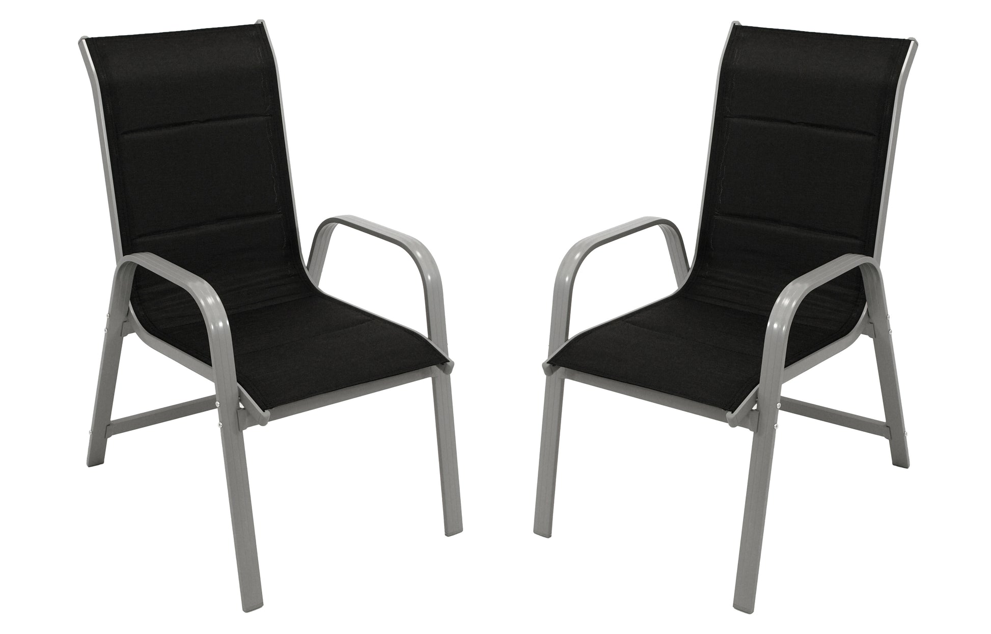 Stapelsessel Cesano, Aluminium silbergrau + Textilgewebe gepolstert schwarz