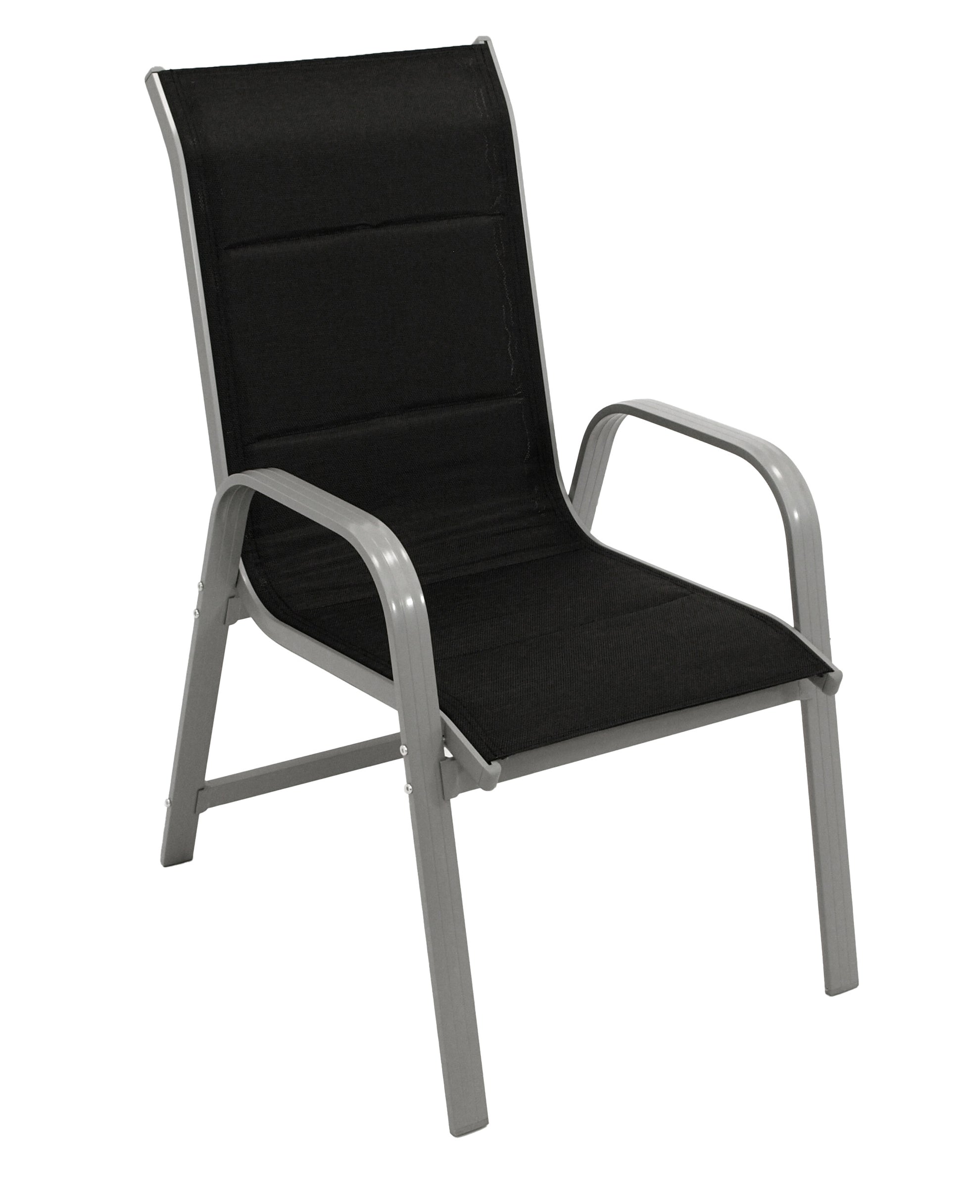 Stapelsessel Cesano, Aluminium silbergrau + Textilgewebe gepolstert schwarz