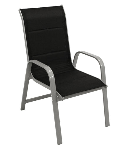 Stapelsessel Cesano, Aluminium silbergrau + Textilgewebe gepolstert schwarz