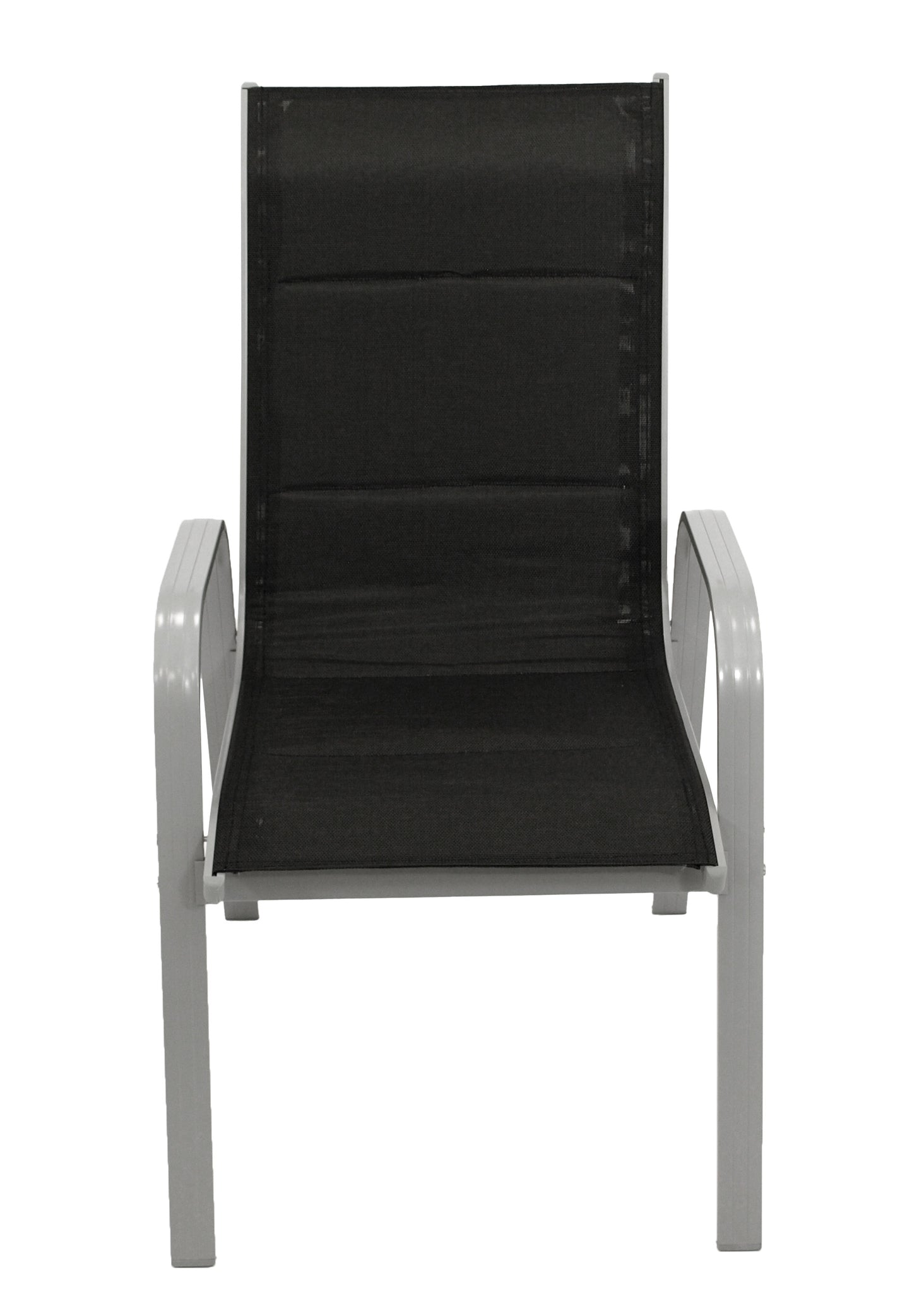 Stapelsessel Cesano, Aluminium silbergrau + Textilgewebe gepolstert schwarz