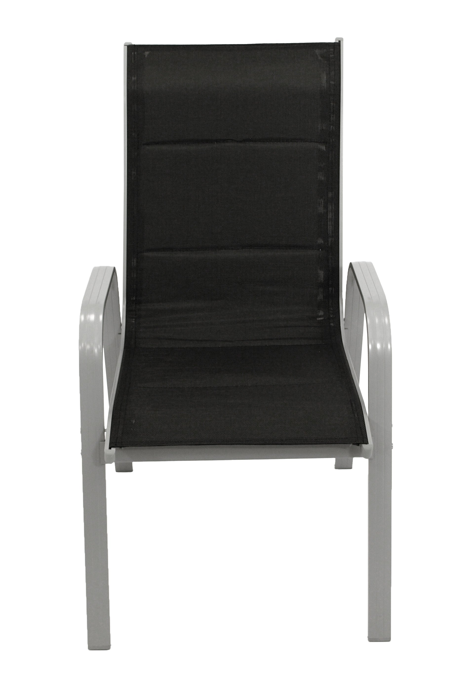 Stapelsessel Cesano, Aluminium silbergrau + Textilgewebe gepolstert schwarz