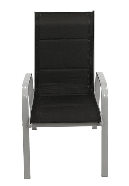 Stapelsessel Cesano, Aluminium silbergrau + Textilgewebe gepolstert schwarz