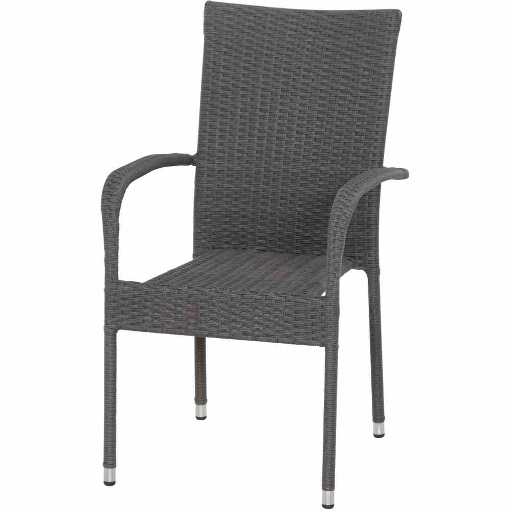 Stapelsessel PADOVA, Stahl + Polyrattan naturgrau