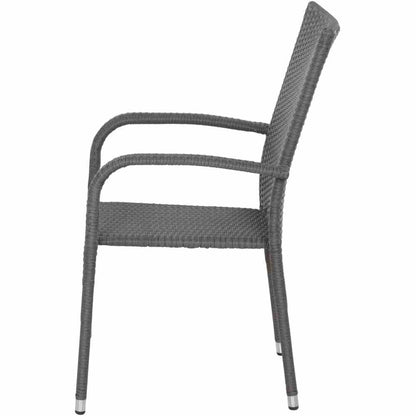 Stapelsessel PADOVA, Stahl + Polyrattan naturgrau