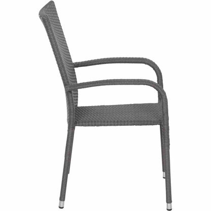 Stapelsessel PADOVA, Stahl + Polyrattan naturgrau