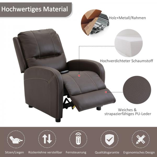 Fauteuil de massage fauteuil TV électrique inclinaison 165° PU métal marron foncé