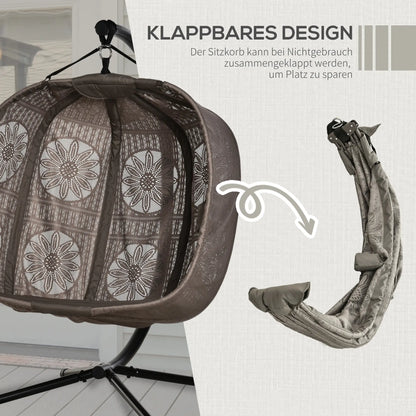 Hängesessel Hängekorb mit Gestell für 2 Personen faltbar Schwarz Sand