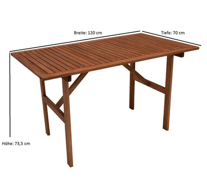 Tavolo da giardino tavolo in legno BRASILIA 70x120cm, legno di eucalipto marrone