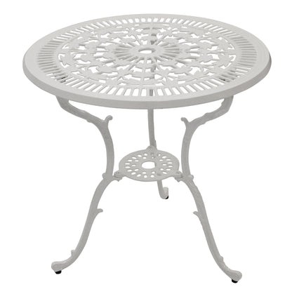 Table de jardin au look Art Nouveau 70cm ronde, fonte d'aluminium blanche
