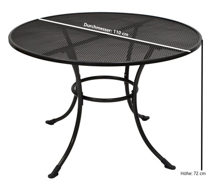 Gartentisch Metalltisch Gartenmöbel Tisch Metall Eisentisch RIVO 110cm rund grau