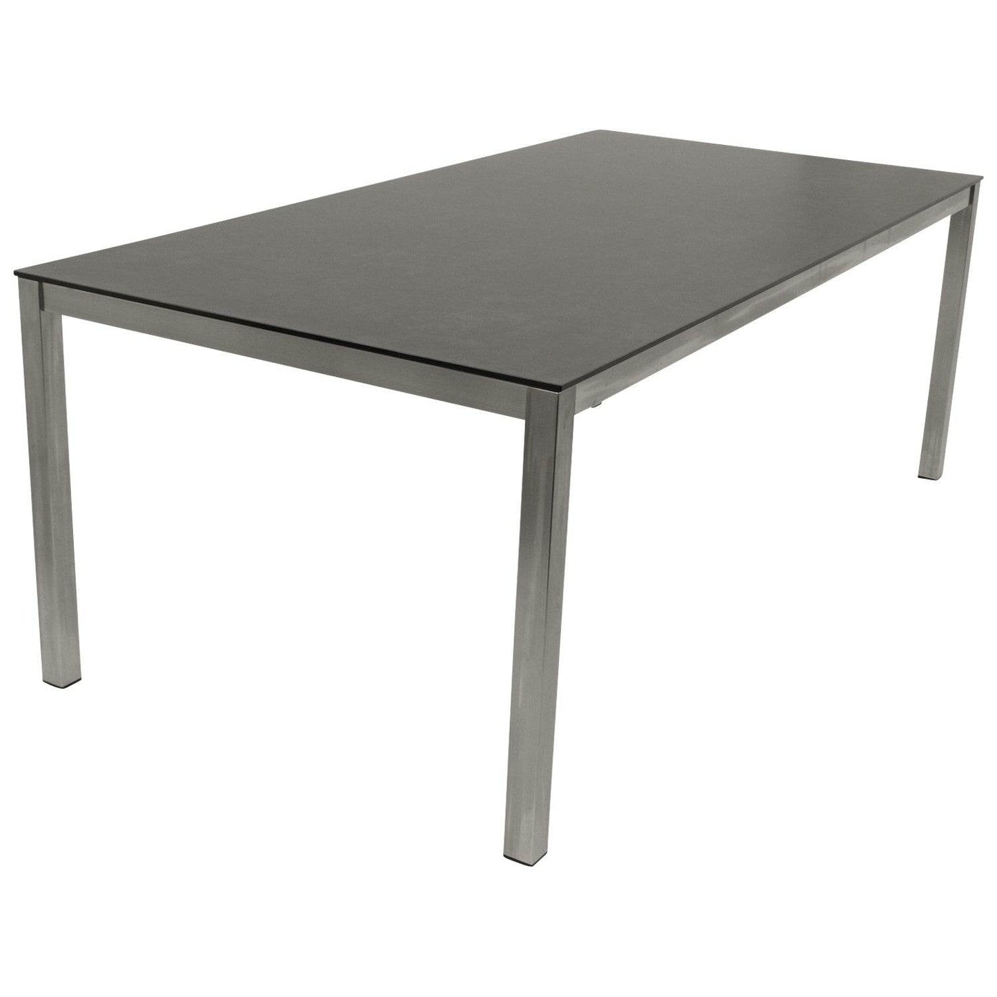Tisch SYDNEY 200x100cm, Edelstahl gebürstet + Glas in 3D Keramik anthrazit - Palo24