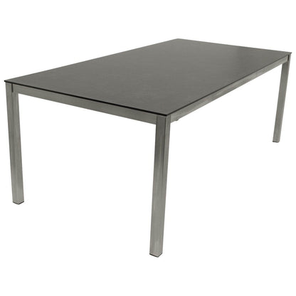Tisch SYDNEY 200x100cm, Edelstahl gebürstet + Glas in 3D Keramik anthrazit - Palo24