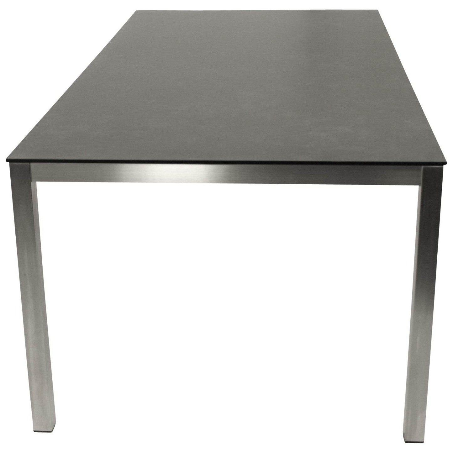 Tisch SYDNEY 200x100cm, Edelstahl gebürstet + Glas in 3D Keramik anthrazit - Palo24