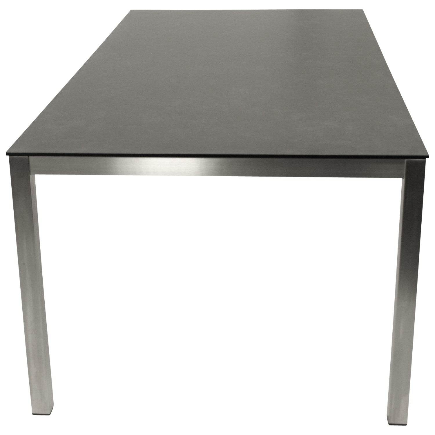 Tisch SYDNEY 200x100cm, Edelstahl gebürstet + Glas in 3D Keramik anthrazit - Palo24