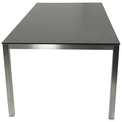 Tisch SYDNEY 200x100cm, Edelstahl gebürstet + Glas in 3D Keramik anthrazit - Palo24