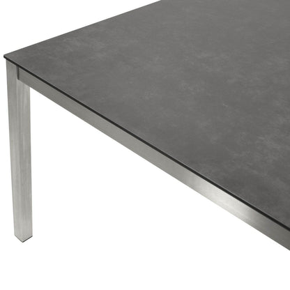 Tisch SYDNEY 200x100cm, Edelstahl gebürstet + Glas in 3D Keramik anthrazit - Palo24