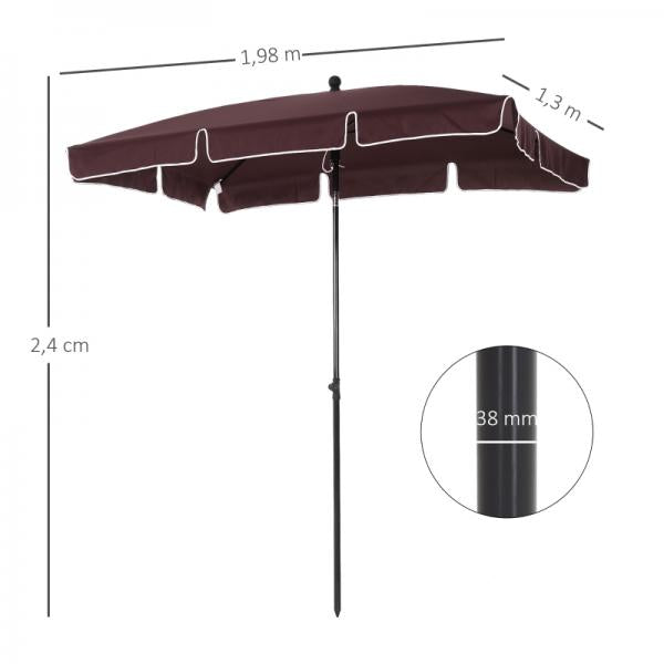 Parasol parasol de jardin pliable marron café