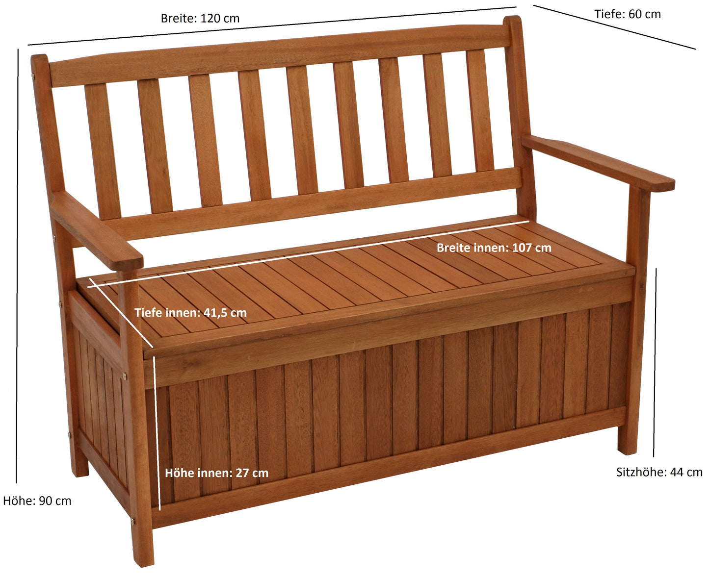Truhenbank NAVASSA, 2-sitzer, Eukalyptus geölt, FSC®-zertifiziert