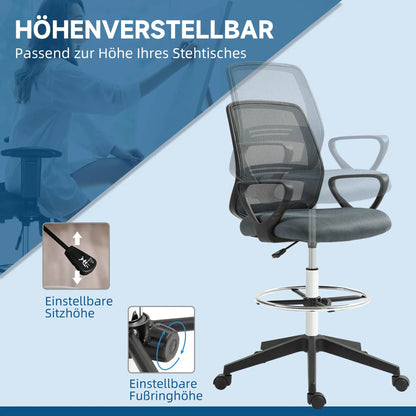 Bürostuhl Ergonomischer Schreibtischstuhl mit Armlehnen Grau