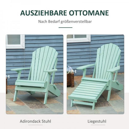 Adirondack-Gartenstuhl mit Fußstütze klappbar Gartenliege Outdoor Gartenmöbel Kiefernholz Grün