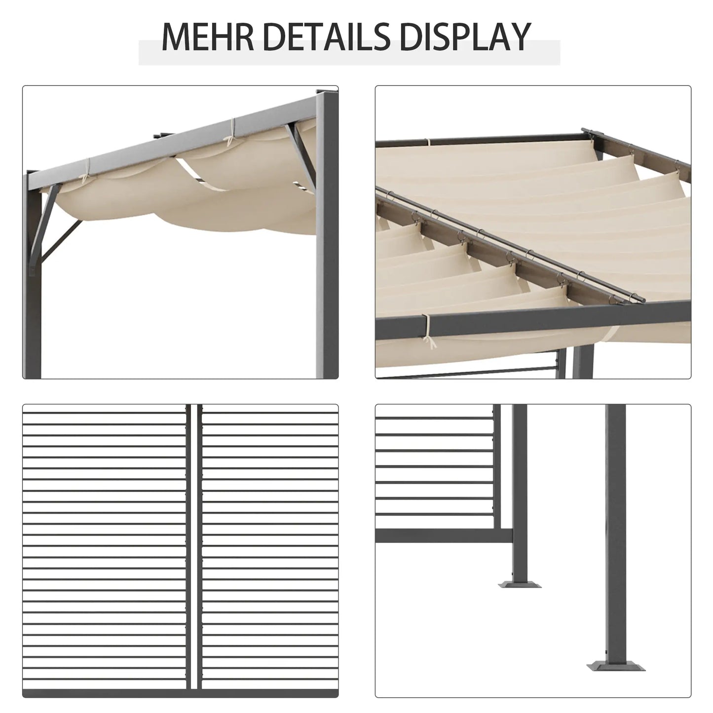 Gazebo Pergola Party Tent Canopy Tissu réglable Toit Polyester Beige